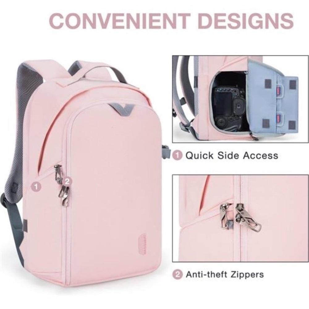Camera Backpack, DSLR SLR Camera Bag Backpack Fits 15.6 Inch Laptop,Anti-Theft - Picture 3 of 8